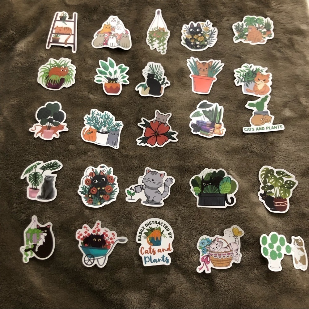 25 No Repeat Cat Theme Stickers